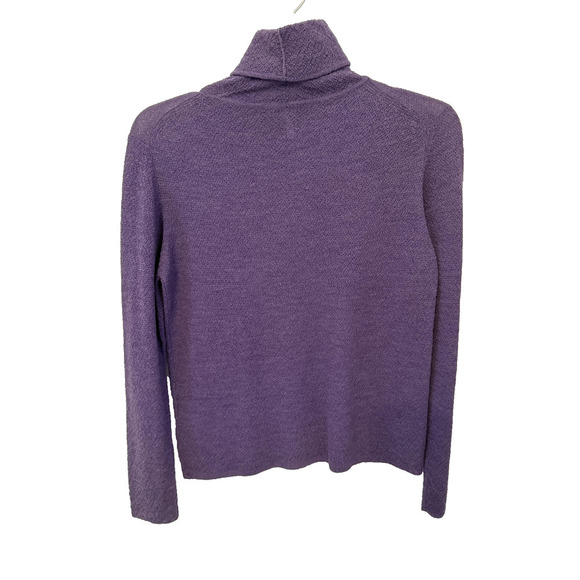 Eileen Fisher Sweater Womens Petite Small Purple Turtleneck Knit Italian Yarn - Picture 3 of 6